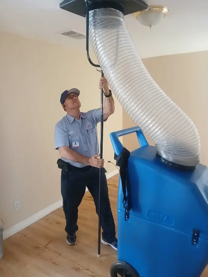 Mini Split Installation technician using HEPA equipment in Encinitas